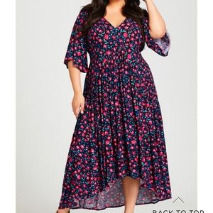Hi-lo floral maxi dress with sleeves